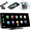 10.26" Wireless CarPlay Screen for Car,Wireless Apple CarPlay & Android Auto,Portable Car Stereo with GPS Navigation,Backup Camera,Bluetooth,Mirror Link,Drive Play,Touch Screen for All Vehicles