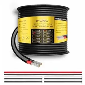 20 Gauge Electrical Wire, 50FT 20/2 12/24V Low Voltage Tube Cover Copper Cable 20 AWG Wire for Auto/Car/Boat/Lighting/Electronic